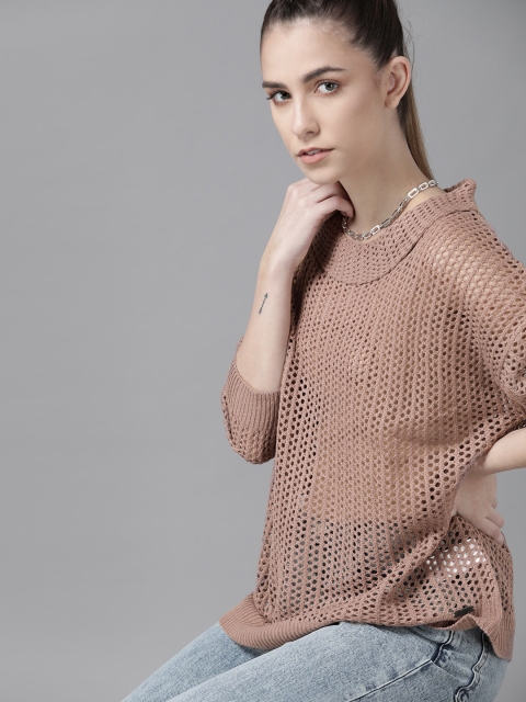 

Roadster Women Mauve Open Knit Pullover