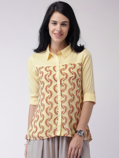

IMARA Yellow Floral Print Polyester Top