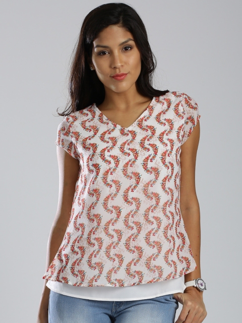 

IMARA White Printed Layered Top