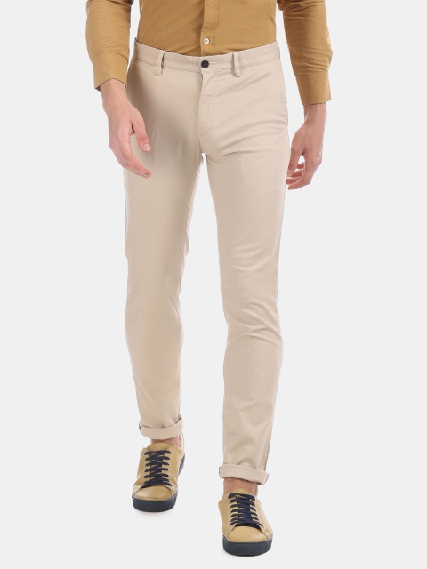 

Arrow Sport Men Beige Checked Smart Slim Fit Wrinkle Free Chinos Trousers
