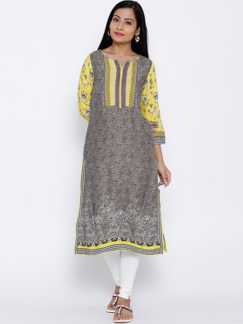 

Rangriti Grey & Black Printed Kurta