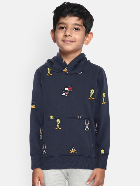 

Tommy Hilfiger Boys Blue Printed Hooded Sweatshirt