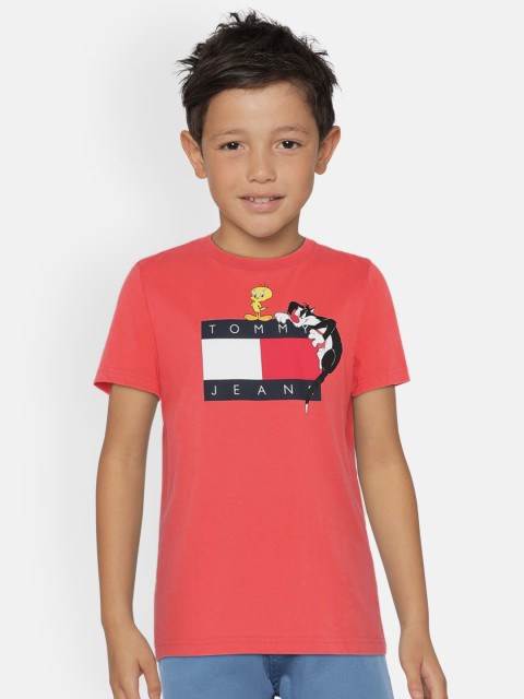 

Tommy Hilfiger Boys Pink Printed Round Neck T-shirt