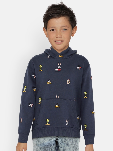 

Tommy Hilfiger Boys Blue Printed Hooded Sweatshirt