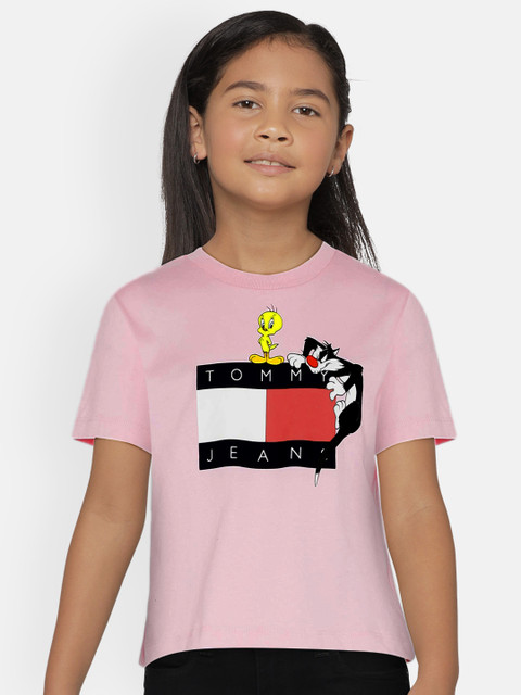 

Tommy Hilfiger Girls Pink Printed Round Neck T-shirt