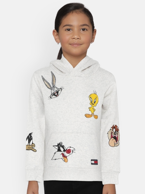

Tommy Hilfiger Girls Grey Printed Hooded Sweatshirt