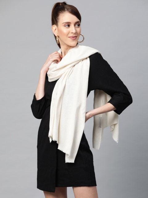 

SASSAFRAS Women Off-White Solid Stole