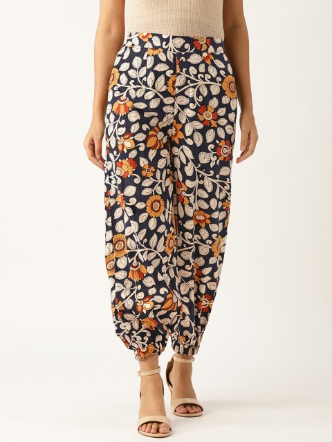 

Shae by SASSAFRAS Women Navy Blue & Off-White Regular Fit Printed Harem Pants