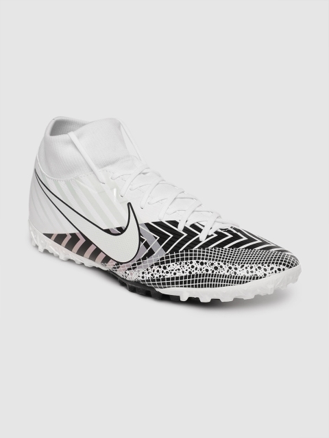 

Nike Unisex White & Black Printed SUPERFLY 7 ACADEMY MDS TF Leather Mid-Top Football Shoes