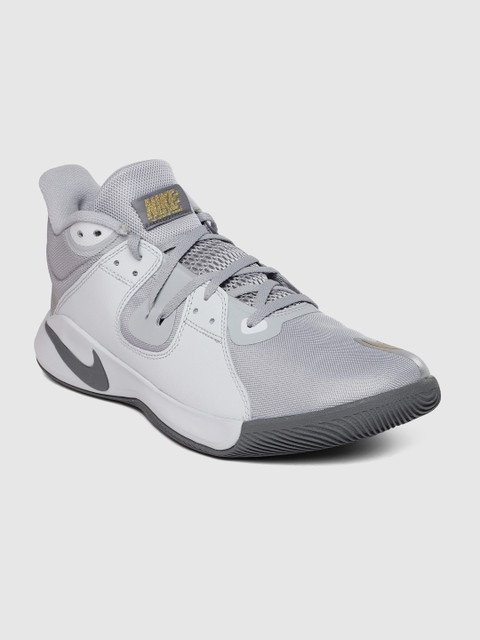 

Nike Men Grey FLY.BY Mid-Top Leather Basketball Shoes