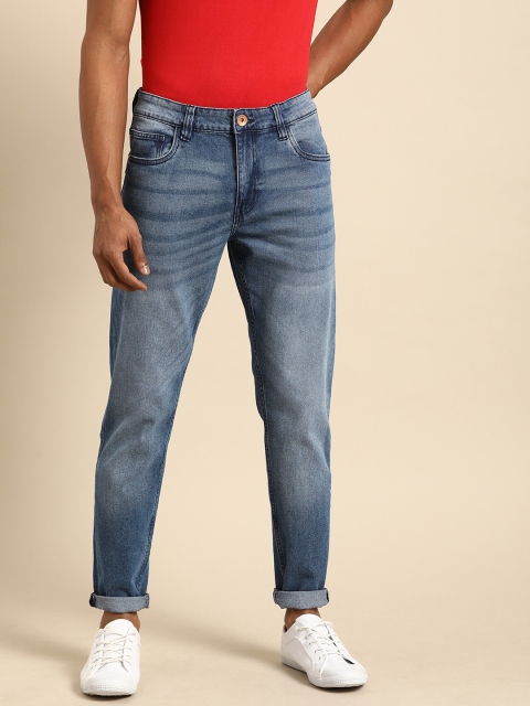 

ether Men Blue Carrot Fit Mid-Rise Clean Look Stretchable Jeans