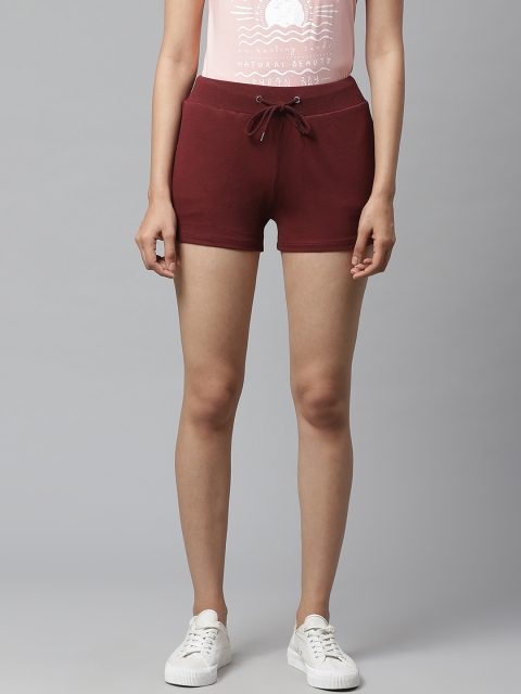 

VividArtsy Women Burgundy Solid Shorts