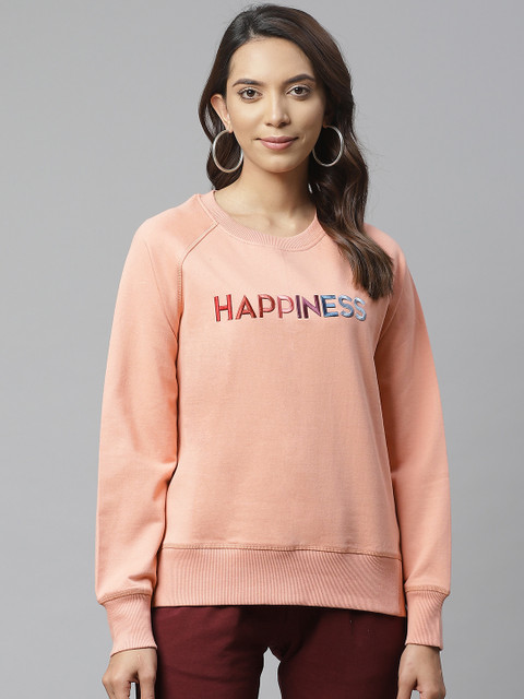 

VividArtsy Women Pink Embroidered Sweatshirt