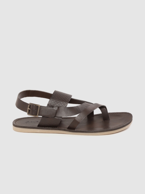 

Mast & Harbour Men Coffee Brown Textured One Toe Comfort Sandals