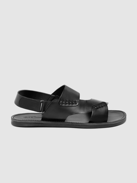 

Mast & Harbour Men Black Solid Comfort Sandals