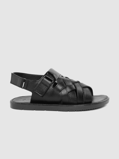 

Mast & Harbour Men Black Solid Basketweave Strap Comfort Sandals
