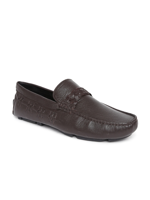 

Famozi Men Brown Textured Leather Loafers