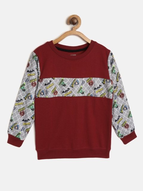 

Eteenz Boys Maroon & Grey Superhero Printed Sweatshirt