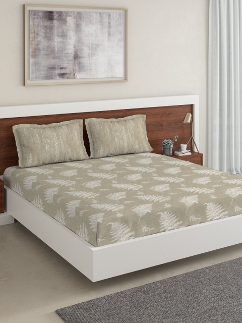 

DDecor Brown & Off-White Abstract 144 TC Cotton 1 Queen Bedsheet with 2 Pillow Covers