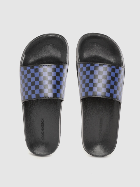 

Kook N Keech Men Blue & Black Checked Sliders