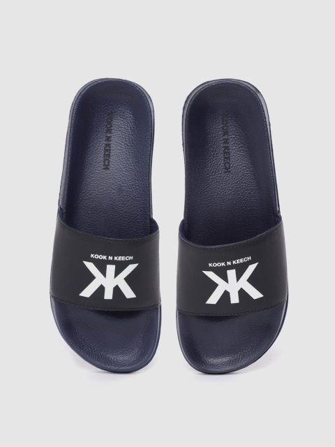 

Kook N Keech Men Navy Blue Brand Logo Print Sliders