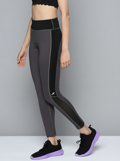 

Alcis Women Charcoal Grey & Black Solid High-Rise Training Leggings