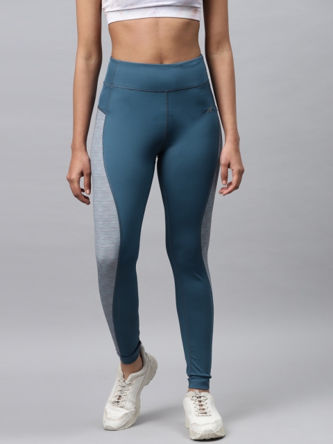 

Alcis Women Blue & Grey Melange Colourblocked Tights