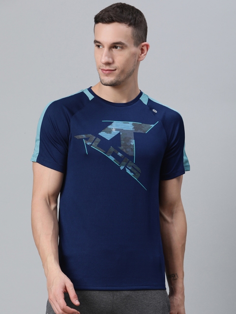 

Alcis Men Blue Printed Round Neck Running T-shirt