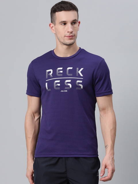 

Alcis Men Purple & Silver Printed Round Neck T-shirt