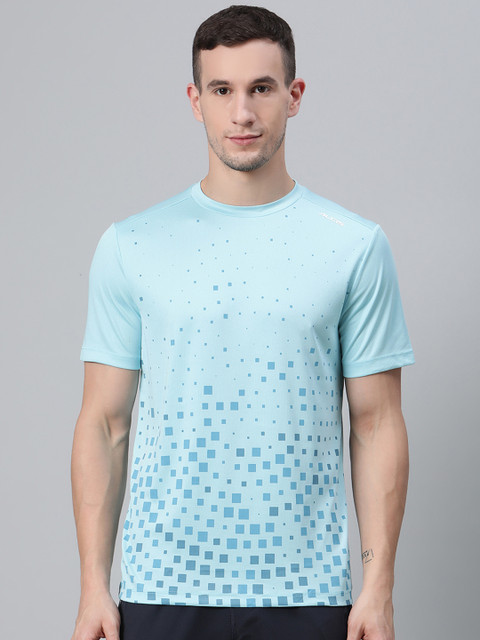 

Alcis Men Blue Printed Round Neck Badminton T-shirt
