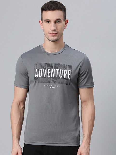

Alcis Men Grey Typography Printed Round Neck T-shirt