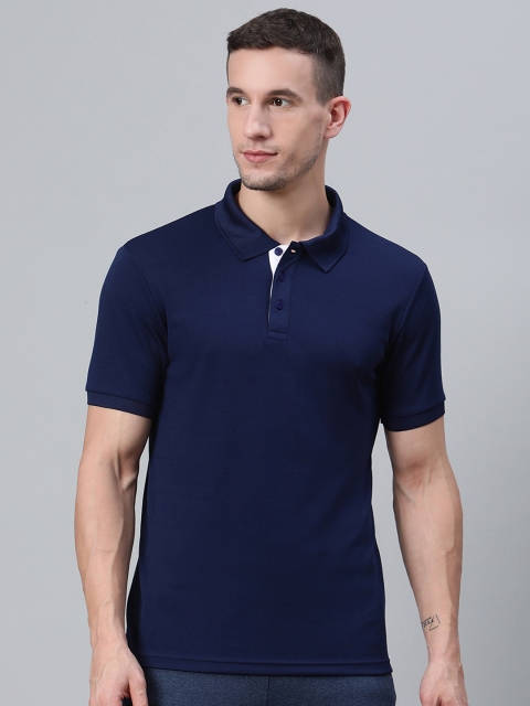 

Alcis Men Navy Blue Solid Polo Collar T-shirt