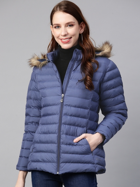 

Fort Collins Women Navy Blue Solid Hooded Parka Jacket