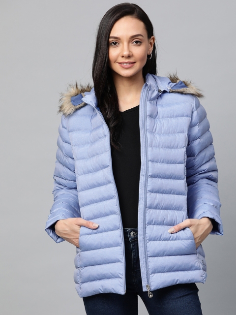 

Fort Collins Women Blue Solid Hooded Parka Jacket