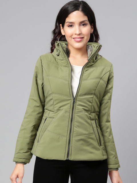 

Fort Collins Women Olive Green Solid Lightweight Padded Jacket