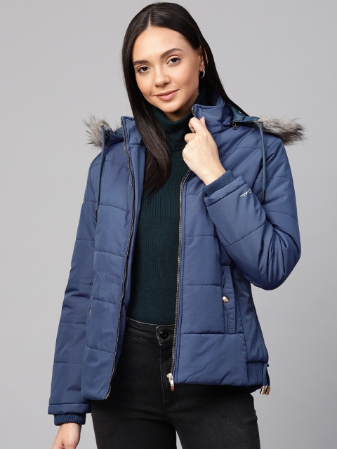 

Fort Collins Women Navy Blue Solid Parka Jacket