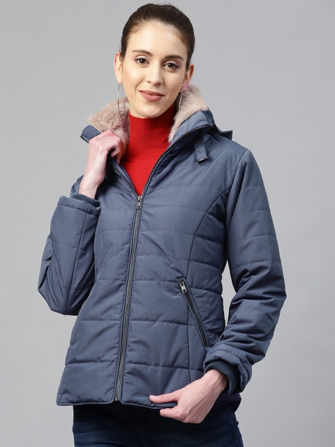 

Fort Collins Women Navy Blue Solid Parka Jacket