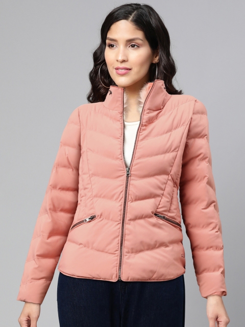 

Fort Collins Women Peach-Coloured Solid Lightweight Padded Jacket