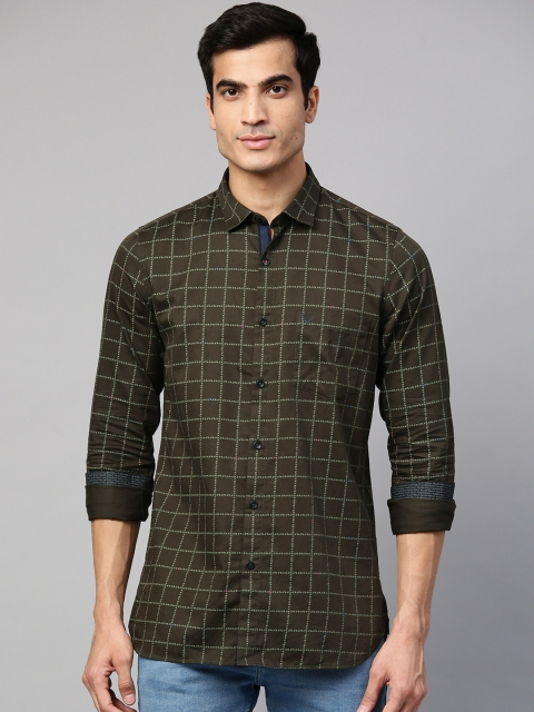 

Allen Solly Men Olive Green Regular Fit Checked Casual Shirt