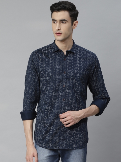 

Allen Solly Men Navy Blue & White Sport Regular Fit Printed Casual Shirt