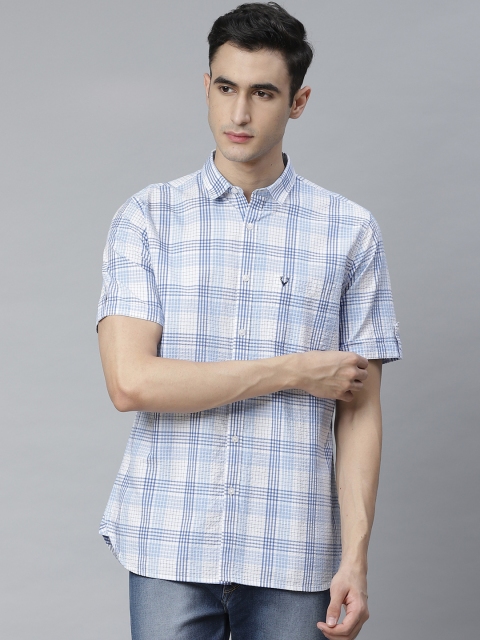 

Allen Solly Men Blue & White Antiviral Protection Regular Fit Checked Casual Shirt