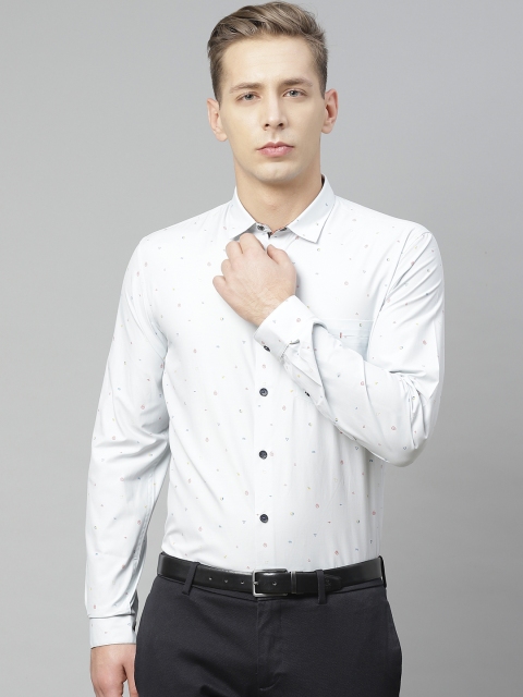 

Allen Solly Men Grey & Red Sport Fit Quirky Printed Smart Casual Shirt