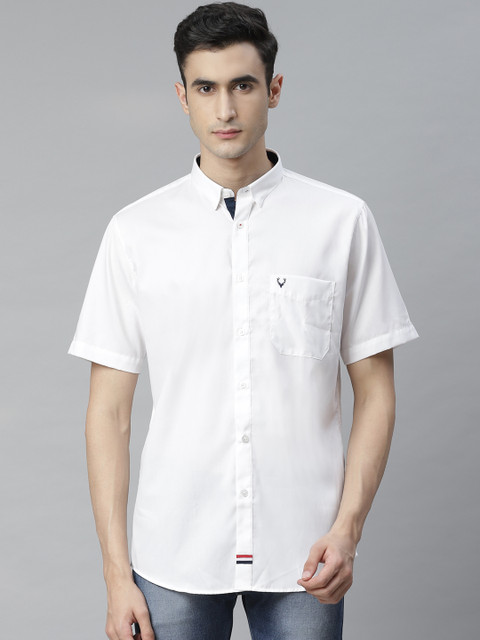 

Allen Solly Men White Cotton Sport Regular Fit Self-Striped Casual Shirt