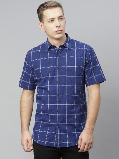 

Allen Solly Men Blue & White Antiviral Protection Regular Fit Checked Casual Shirt
