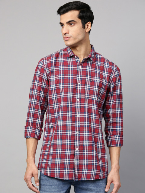 

Allen Solly Sport Men Maroon & Navy Blue Custom Fit Checked Casual Shirt