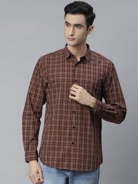 

Allen Solly Men Brown & Yellow HEIQ Antiviral Regular Fit Checked Casual Shirt