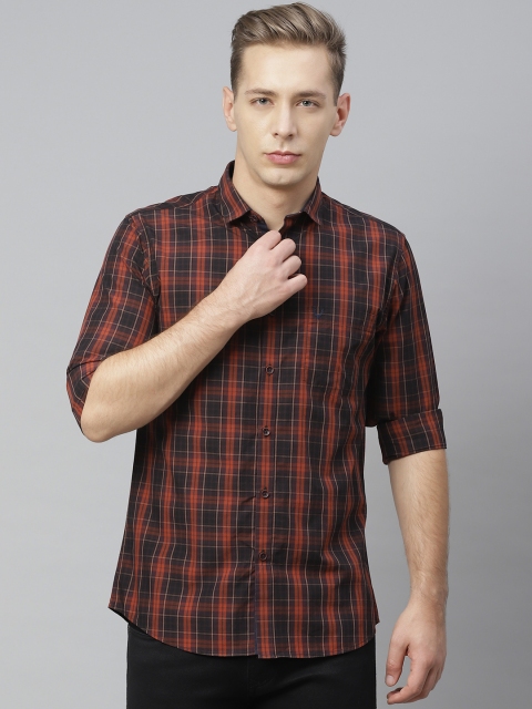 

Allen Solly Men Navy Blue & Orange Regular Fit Checked Casual Shirt