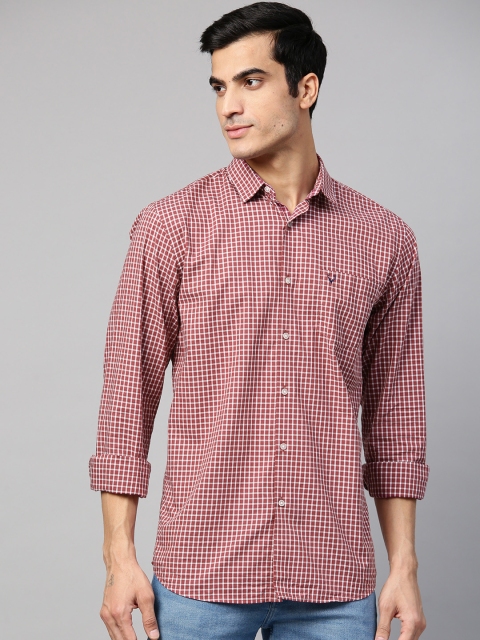 

Allen Solly Men Burgundy & White Regular Fit Checked Casual Shirt