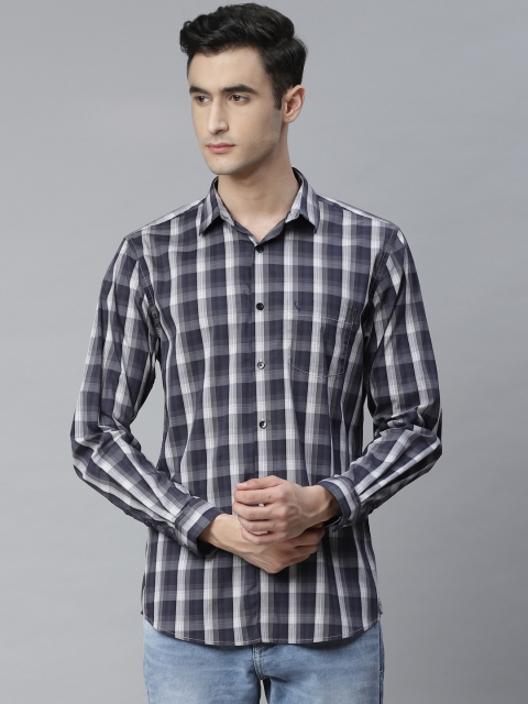 

Allen Solly Men Charcoal Grey & Off-White HEIQ VIROBLOCK Checked Casual Shirt