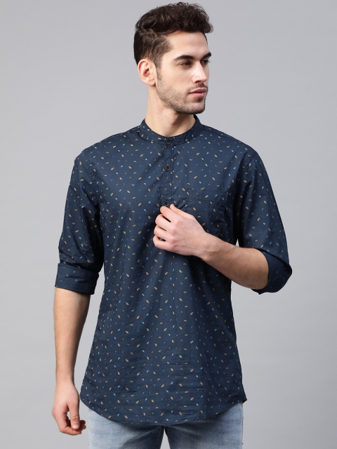 

Allen Solly Sport Men Navy Blue & Brown Regular Fit Printed Casual Shirt